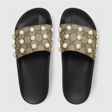 gucci pearl slides|stores that sell gucci slides.